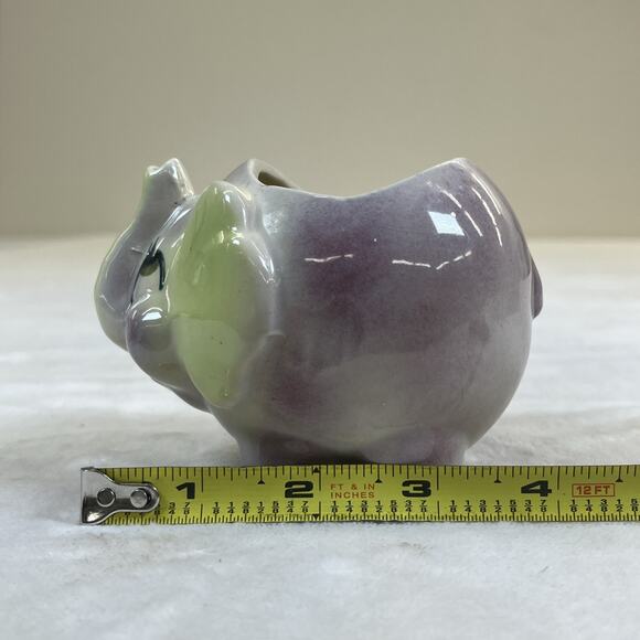 Vintage Ceramic Pig & Elephant Planters Kitsch Super Cute 4in x 3.5in Bnft Chrty - Picture 9 of 16